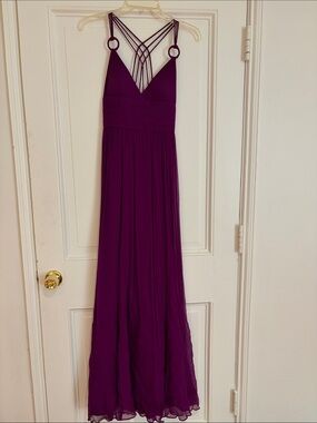 Aidan by Aidan Mattox Plum Strappy V-Neck Maxi Dress